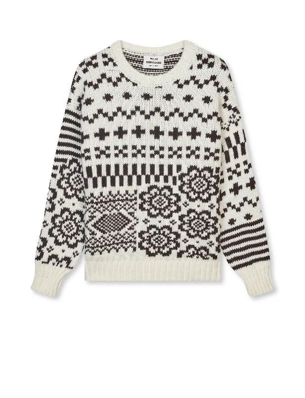 Crash Lefur Sweater, White/Black Coffee Terry Terry Cloth Terry Knit