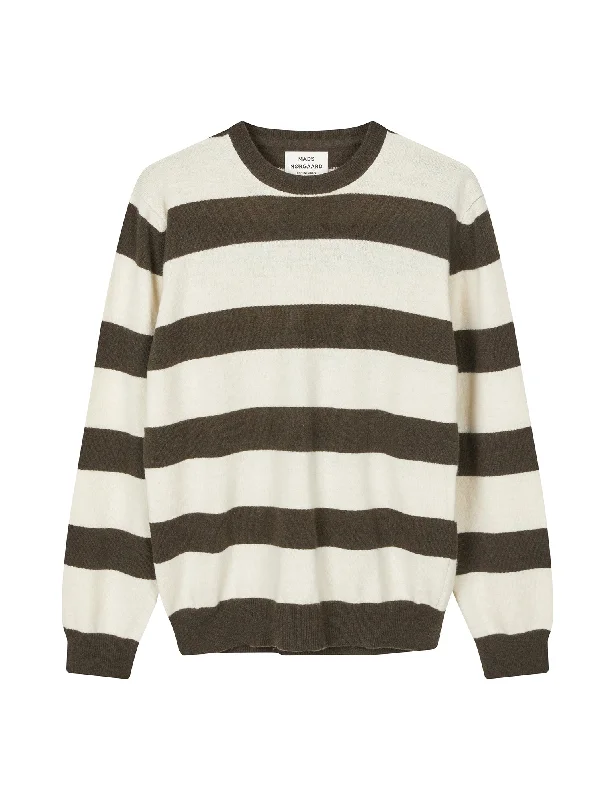 Eco Wool Stripe Kasey Sweater, Turkish Coffee/Winter White Layered Multi-layer Single Layer