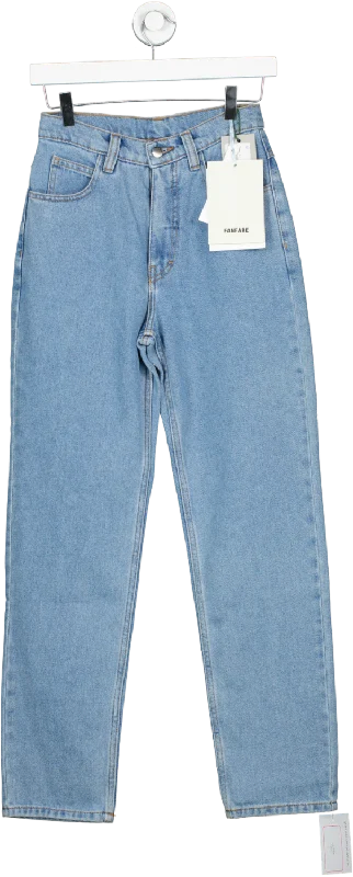 Fanfare Blue Straight Leg Jeans UK 4 Fashionable Mom Jeans