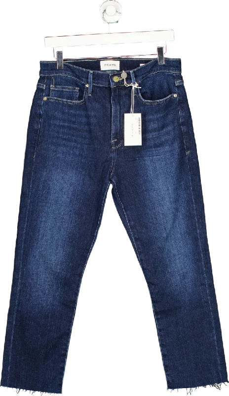 FRAME Dark Blue Le Beau Crop Jeans W27 Trendy Paperbag Waist Jeans