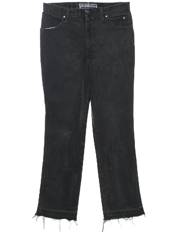 Frayed Tapered Jeans - W34 L30 Comfortable Stretch Denim Jeans