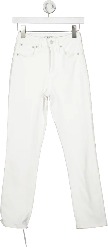 j.crew White Curvy Vintage Slim Straight Jeans W24 Fashionable Raw Edge Jeans