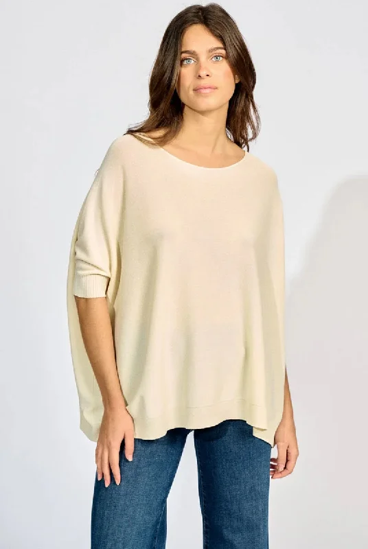 Knitted Mesh Sweater in Beige POMLW by Lauren Vidal Fitted Loose Oversized