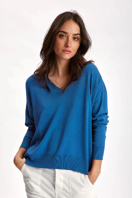 Knitted Mesh Sweater in Indigo PASTELLW by Lauren Vidal Denim Fabric Leather Fabric Suede Fabric