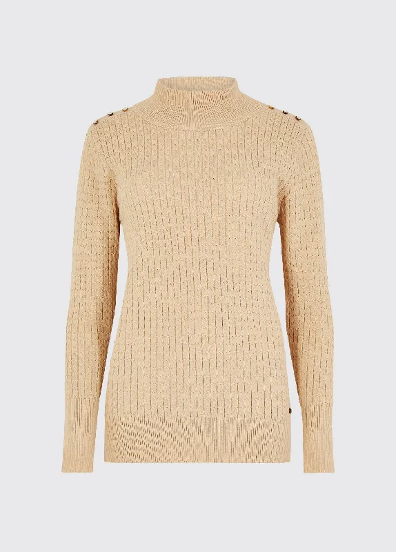 Monkstown Cable Stitch Sweater - Oyster Mesh Sweater Canvas Denim