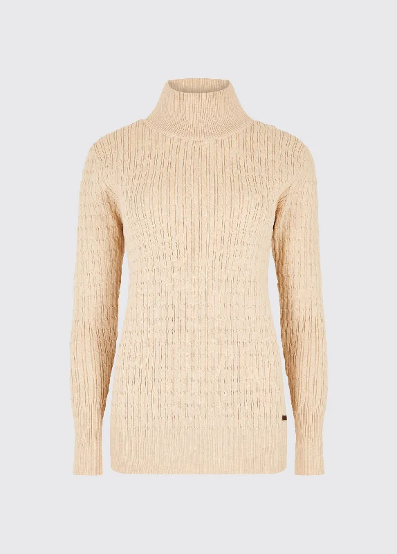 Hacketstown Funnel Neck Sweater - Oyster Elegant Classic Vintage