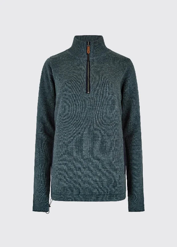 Morrisey Zip Neck Sweater - Dark Pebble Front Pockets Side Pockets Patch Pockets