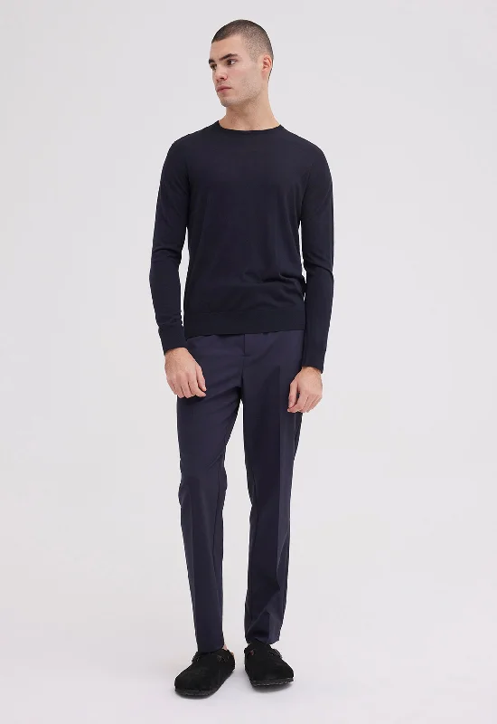 Layton Merino Wool Sweater - Darkest Navy Casual Formal Business