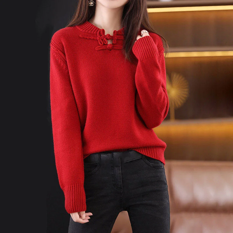 Loose Fit Casual and Versatile Style Knit Sweater with Soft Wool and Cashmere Wool Sweater Cotton Sweater Cashmere Sweater