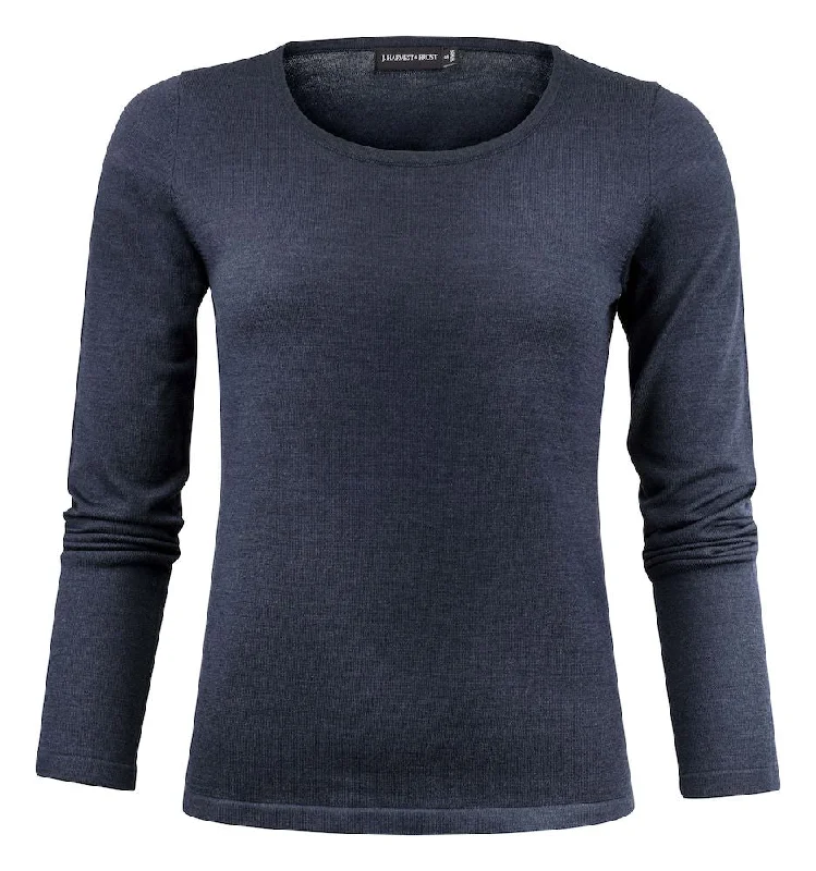 Merino Sweater U-Neck Woman Navy Elasticated Padded Insulated