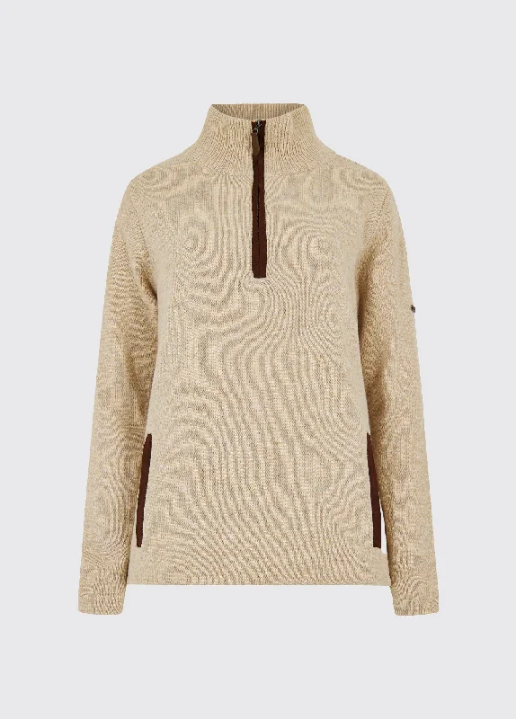 Morrisey Zip Neck Sweater - Oat Stylish Fashionable Trendy