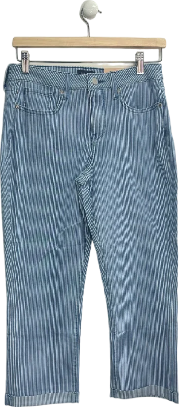 NYDJ Blue Pinstripe Chloe Crop  Jeans Size UK 14 Stylish Acid-Wash Jeans