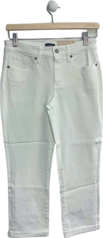 NYDJ Optic White Chloe Crop  Jeans Size 14 Stylish Paperbag Waist Denim