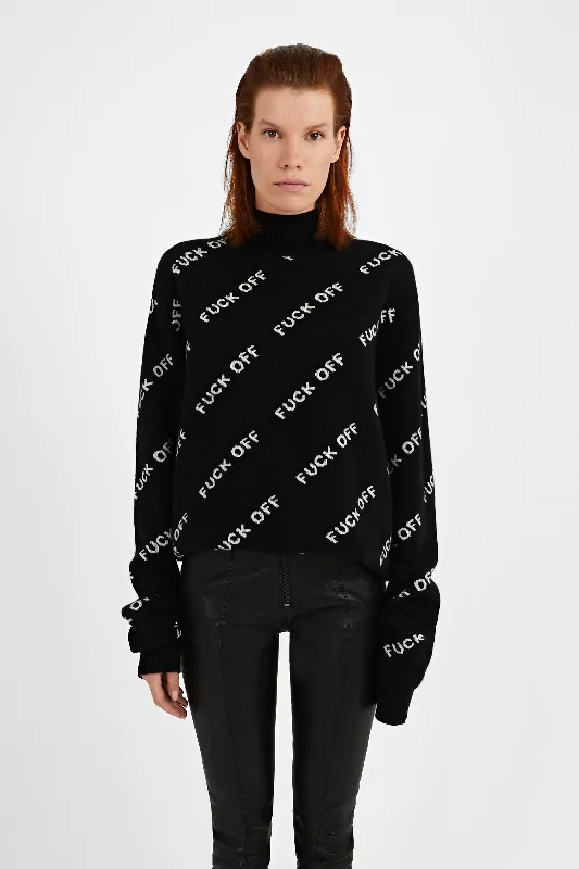 OVERSIZE "FUCK OFF" CASHMERE SWEATER Boxy Sweater Fitted Sweater A-Line