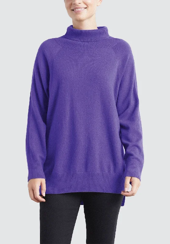 Polo Neck Cashmere Sweater | Purple Collared Crew Neck Turtle Neck