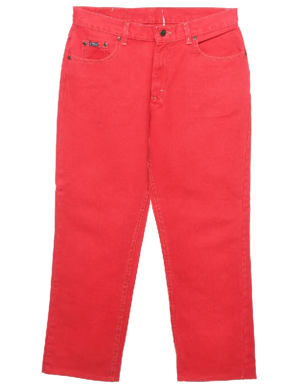 Red Lee Cropped Tapered Jeans - W32 L27 Cozy Stretch High-Waist Jeans