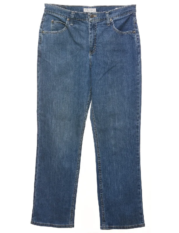 Relaxed-Fit Medium Wash Jeans - W34 L30 Comfortable Zip-Fly Denim Jeans