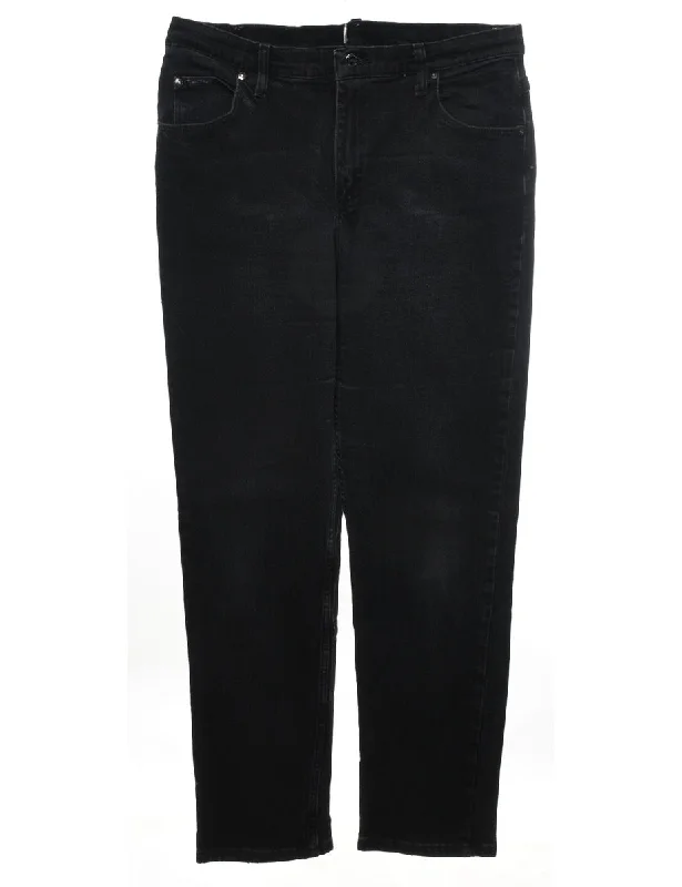 Riders Black Lee Tapered Jeans - W34 L31 Comfortable Folded Hem Jeans