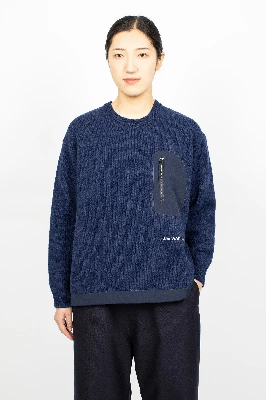 Shetland Wool Sweater Blue Slim Fit Regular Fit Oversized