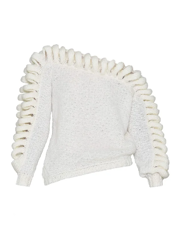 SHOULDER FRAME SWEATER Zippered Buttoned Snapped