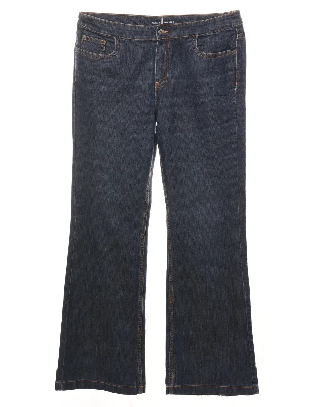 Tommy Hilfiger Flared Dark Wash Jeans - W36 L32 Elegant Wide-Leg Jeans