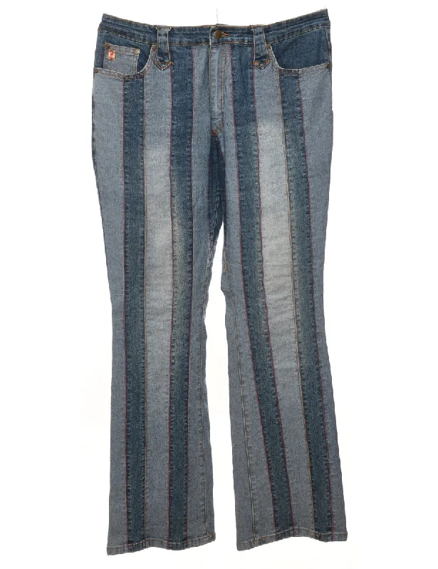 Y2K Patchwork Jeans - W36 L32 Comfortable Distressed Straight-Leg Jeans