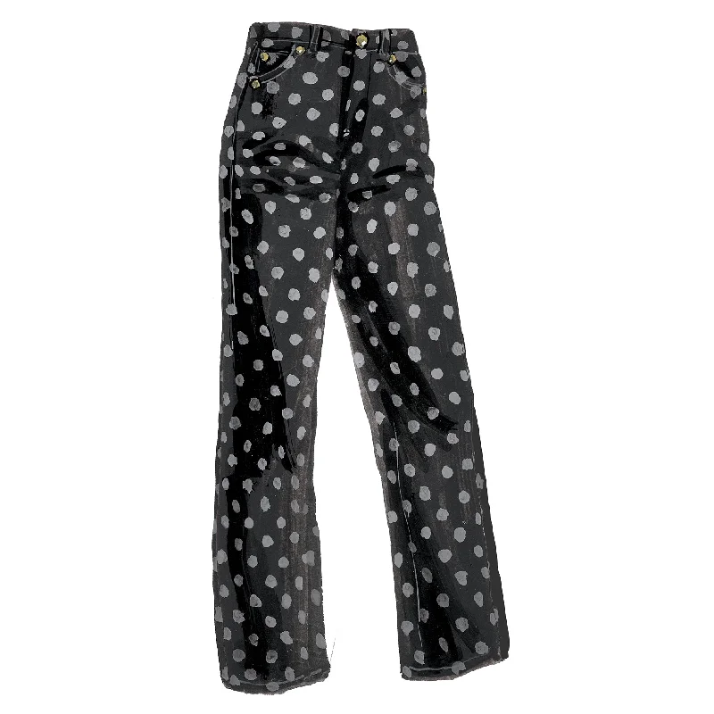 Wide Leg Polka Dot Jeans Stylish Plus Size Denim Jeans