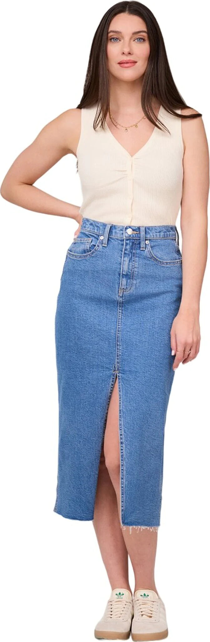 Yoga Jeans High Waist Denim Skirt Comfortable Folded Hem Jeans